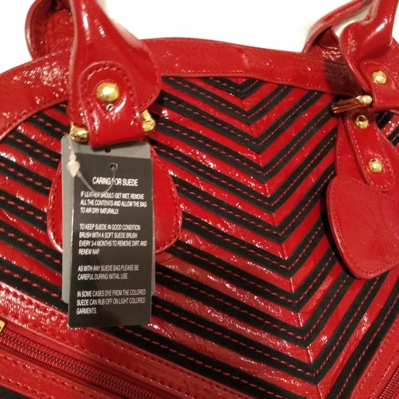 Red and Black leather Sharif Handbag with tags - Picture 4 of 7